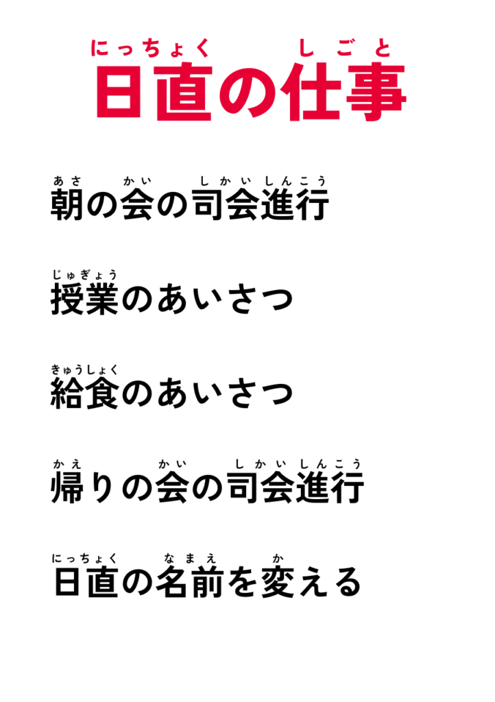 日直の仕事(掲示物)