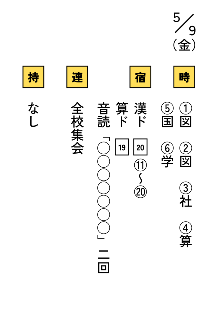 5月9日(金)の予定表