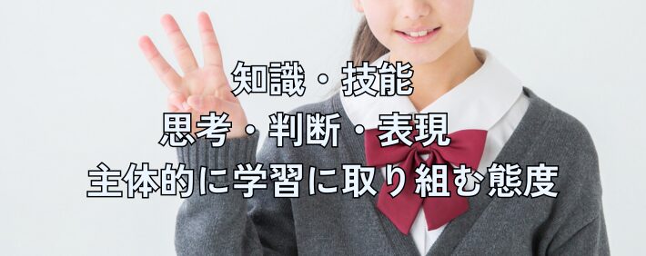 ３つの観点（知識・技能、思考・判断・表現、主体的に学習に取り組む態度）